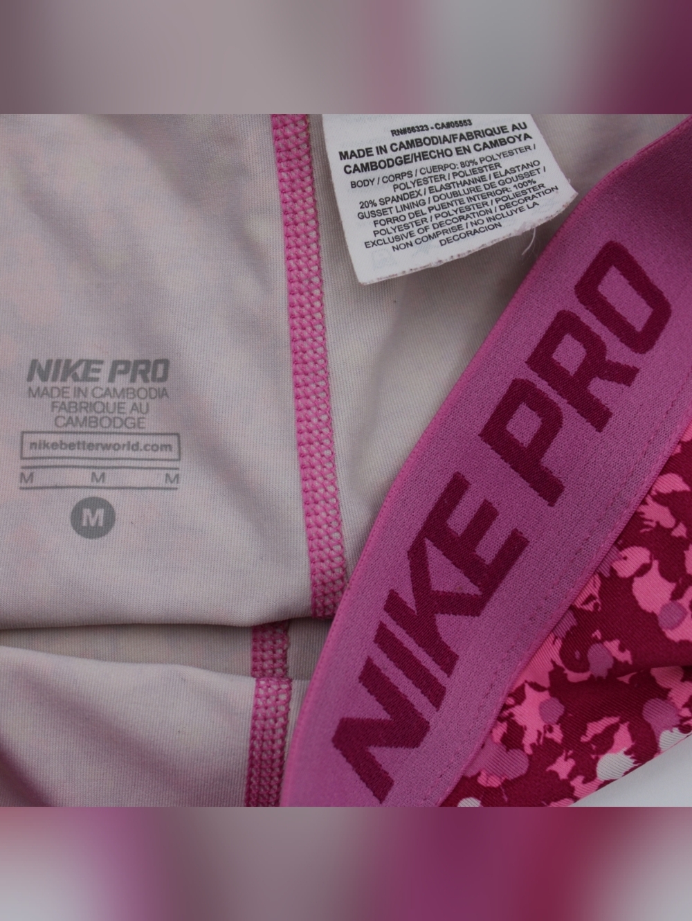 Women’s Nike Pro Pink Printed Biker Shorts Size M - Picture 3 of 4